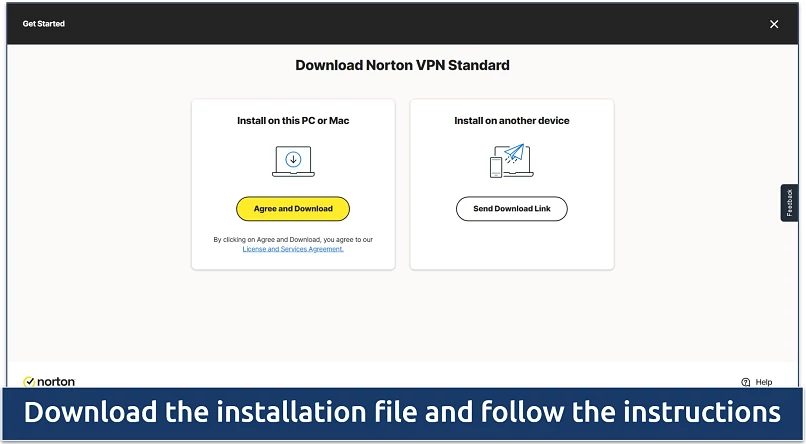 Screenshot of Norton VPN's download page