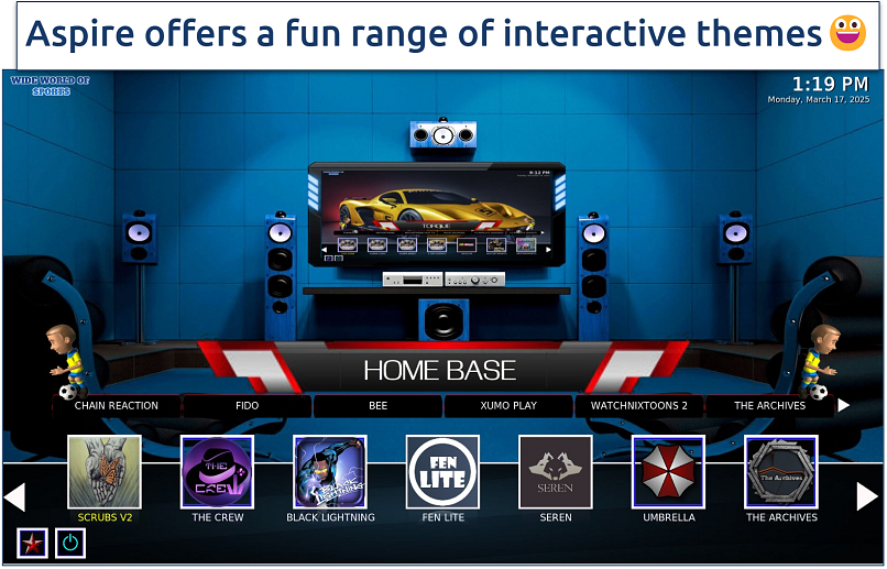 Screenshot of the Aspire build home interface