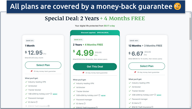 Screenshot of ExpressVPN’s pricing page with Ben Shapiro promo code