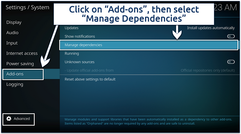 Image showing how to change system settings and manage dependencies