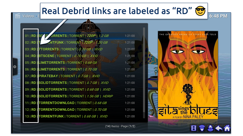Screenshot of RD links