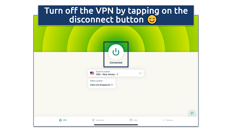 Screenshot of the ExpressVPN iPad app