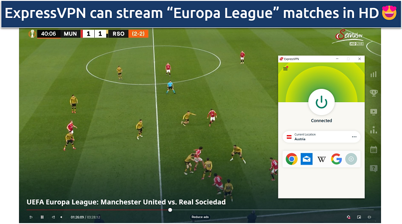 Screenshot of streaming of Europa MUN vs RSO Match relive broadcast in HD