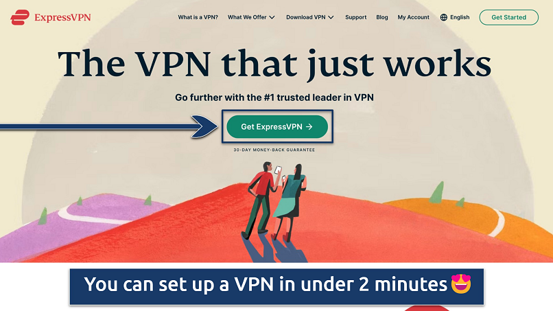 Screenshot showing the signup page on the ExpressVPN website