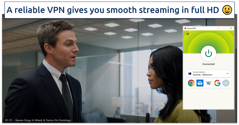 A screenshot showing Suits LA streaming on 7plus