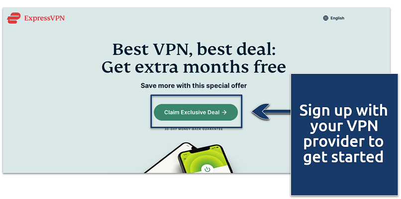 A screenshot showing the ExpressVPN homepage