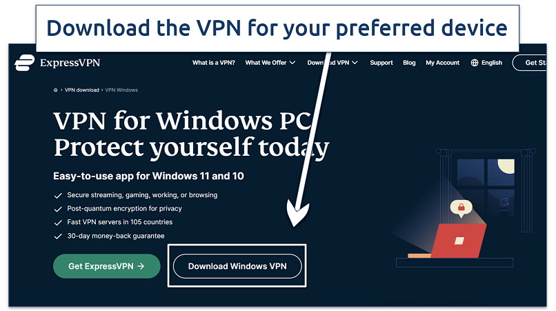 A screenshot showing ExpressVPN’s download page