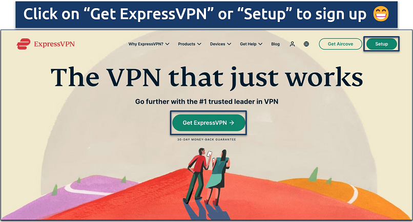 Screenshot of ExpressVPN’s signup page
