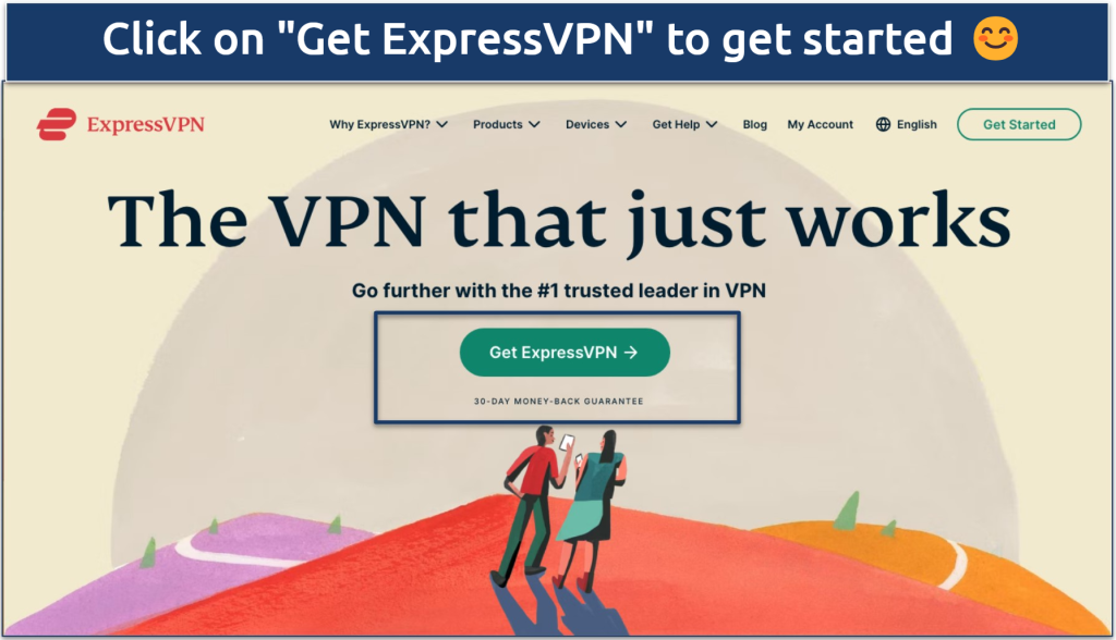 Screenshot of the ExpressVPN landing page