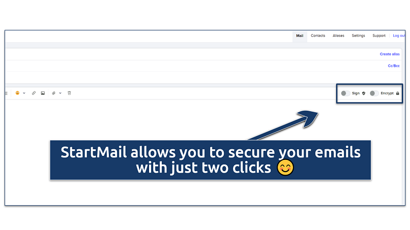 A screenshot showing StartMail inbox