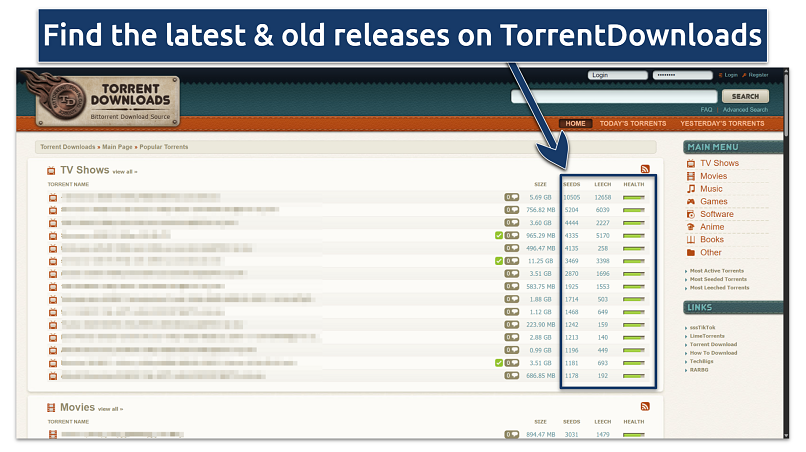 Screenshot showing the TorrentDownloads KAT alternative