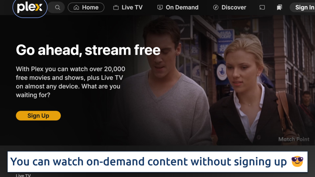 Screenshot showing the Plex homepage