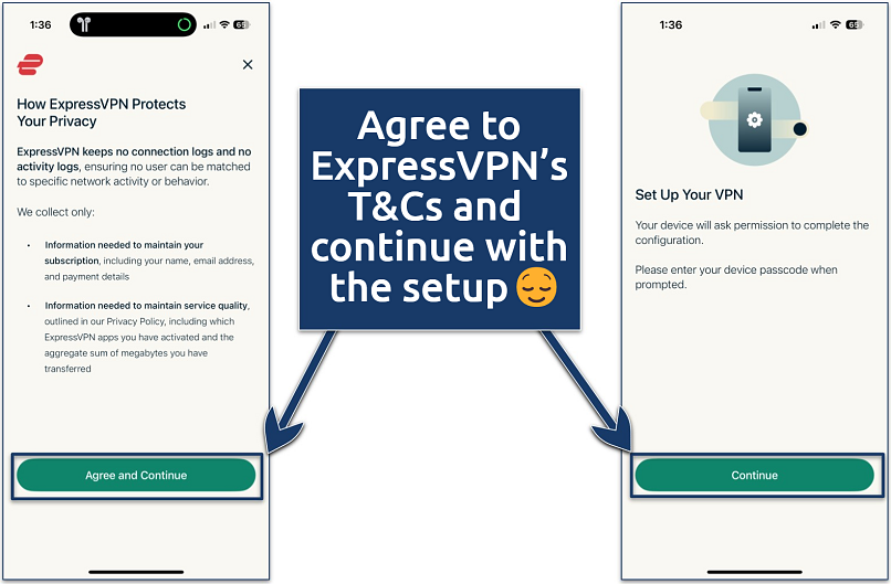 Screenshot of ExpressVPN’s data collection policy