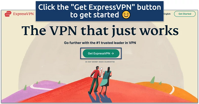 A screenshot showing ExpressVPN's home page