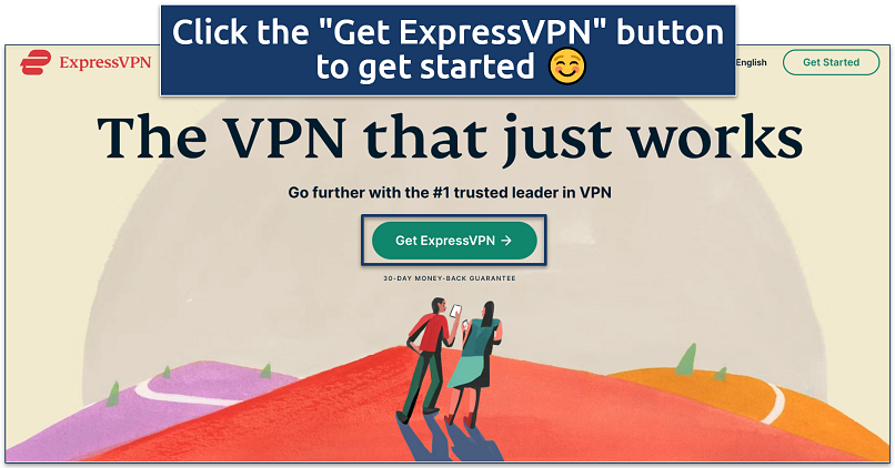 A screenshot showing ExpressVPN's home page