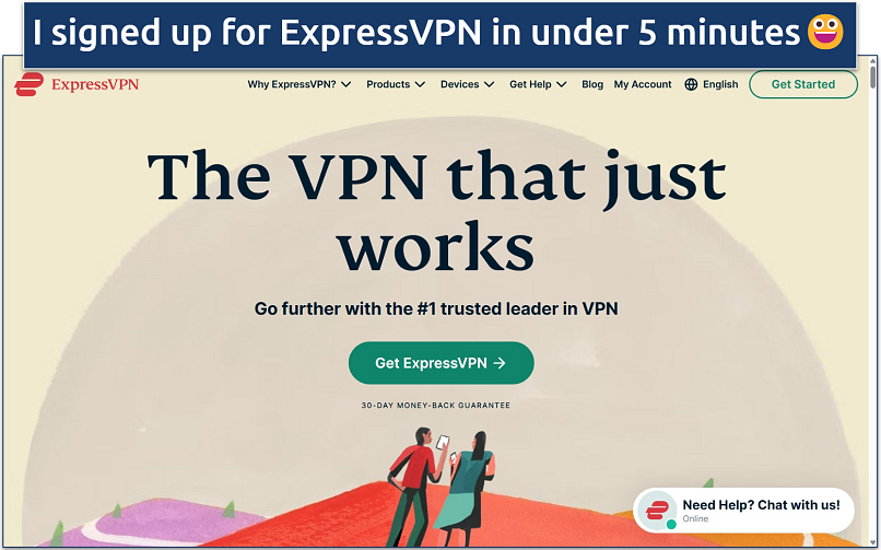 Screenshot of the ExpressVPN website homepage