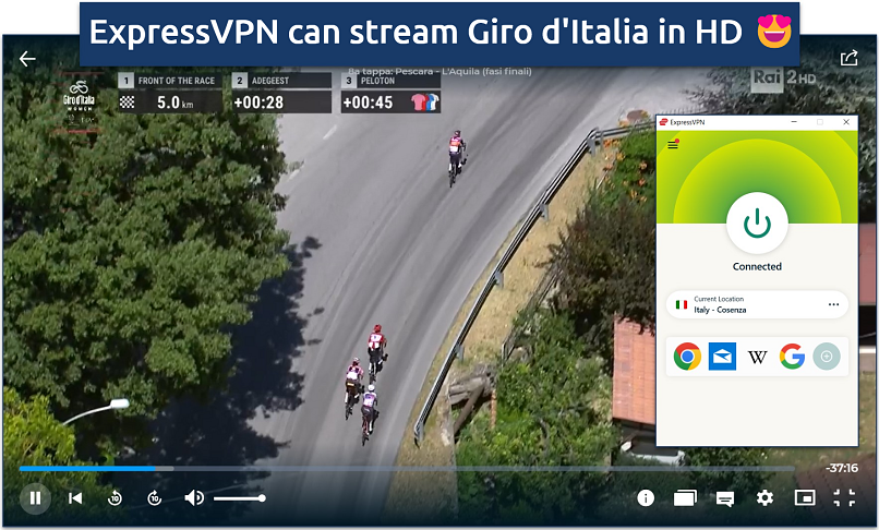 Screenshot of Giro d’Italia Women streaming on RaiPlay