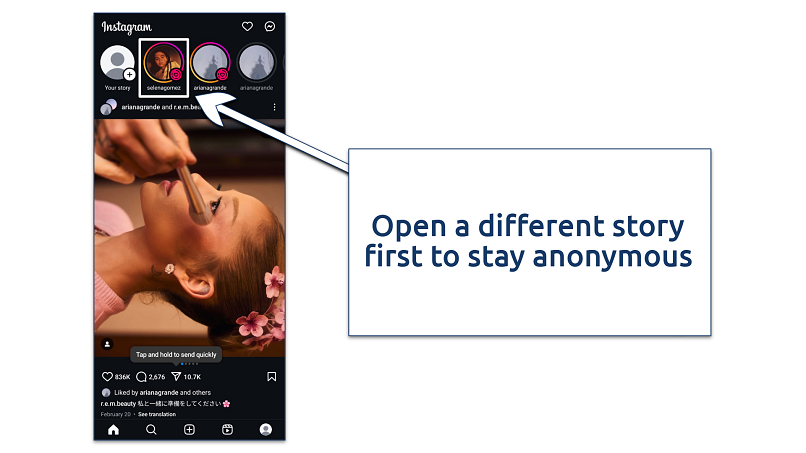 Screenshot of the Instagram app