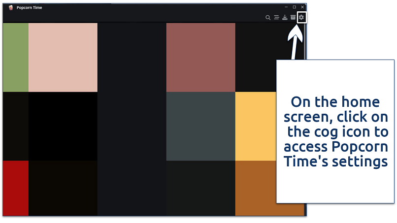 A screenshot showing Popcorn Time’s user interface