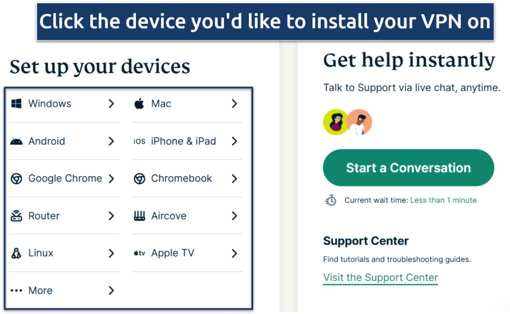 A screenshot showing the ExpressVPN’s download page