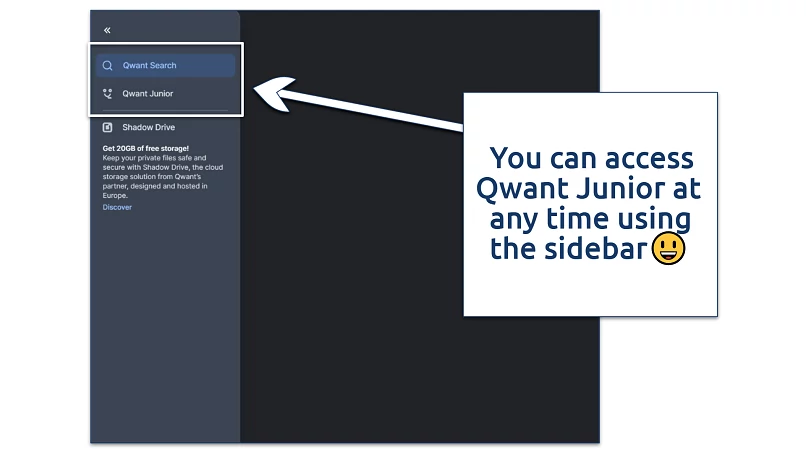 A screenshot showing how to use Qwant Junior mode
