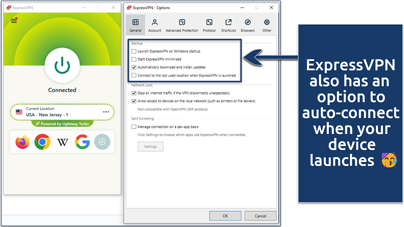 Screenshot of ExpressVPN’s settings menu