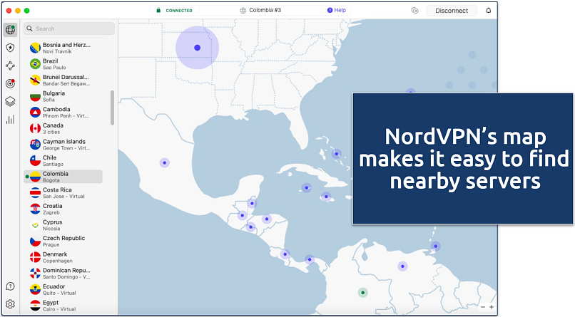 Screenshot of NordVPN's Mac app