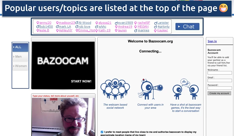 Screenshot of the Bazoocam user interface