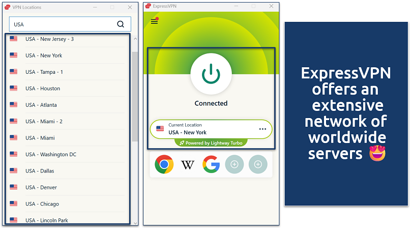 Screenshot of ExpressVPN's Windows UI