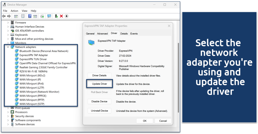Screenshot of Windows's device manager panel