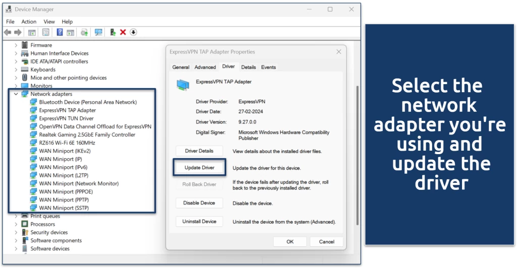 Screenshot of Windows's device manager panel