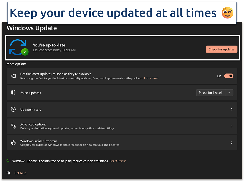 Screenshot of Windows Update