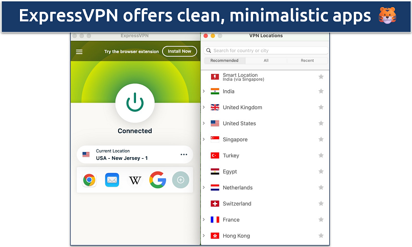 Screenshot of ExpressVPN's Mac app