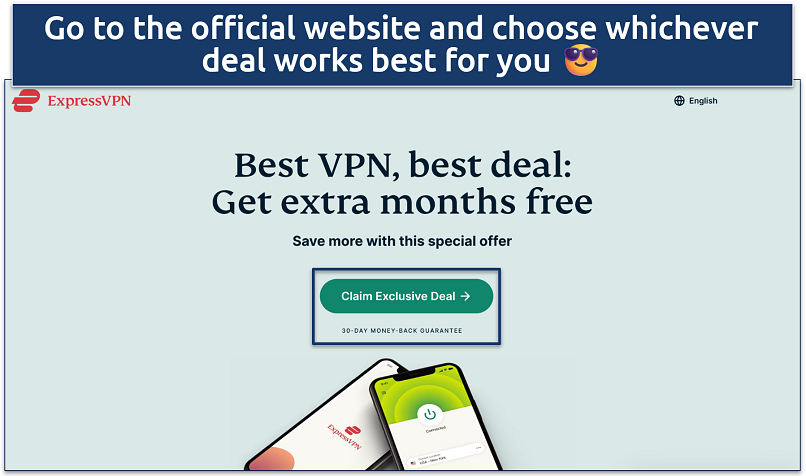 Screenshot of ExpressVPN's main page