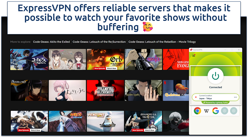 Screenshot of Netflix's anime library