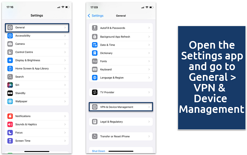 Screenshot of the iPhone General settings