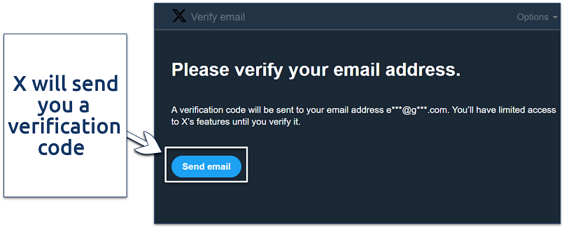 A screenshot showing X's account verification process