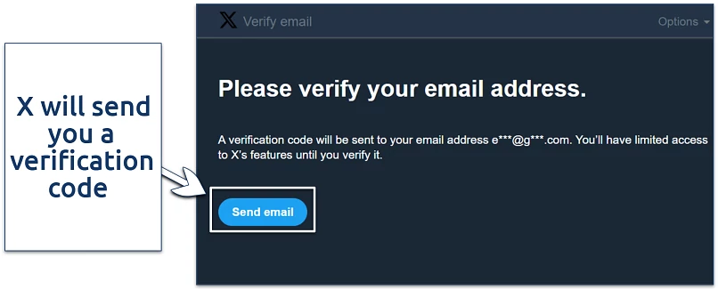 A screenshot showing X's account verification process