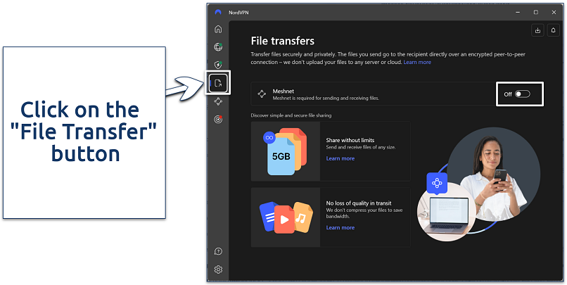 A screenshot showing NordVPN user interface