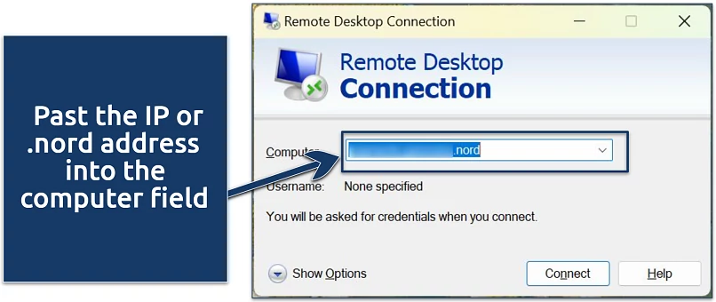 A screenshot showing the Windows 11 Remote Desktop Connection user interface