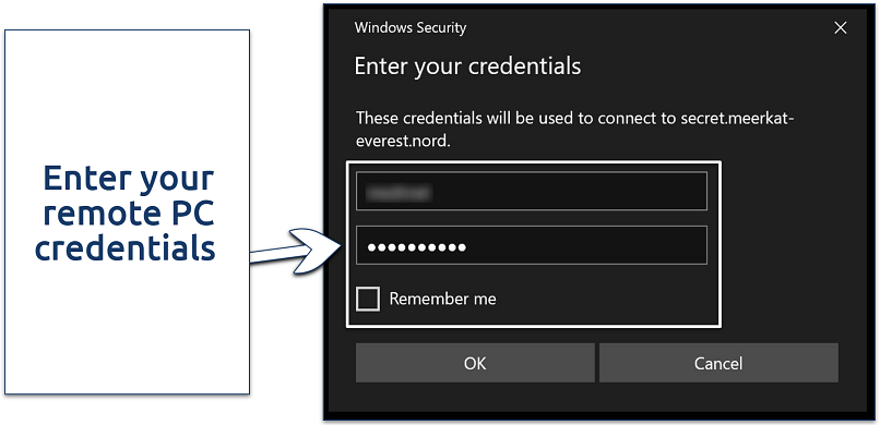 A screenshot showing the Windows 11 Remote Desktop Connection login window