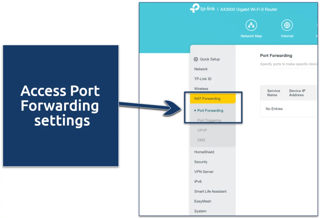 A screenshot showing TP-Link quick options