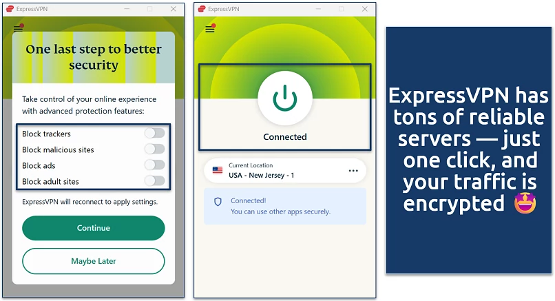 Screenshot of a VPN app