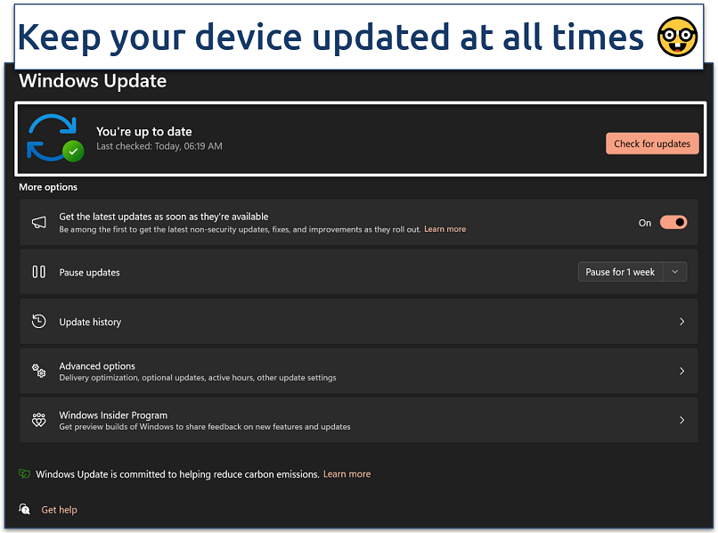 Screenshot of Windows Update