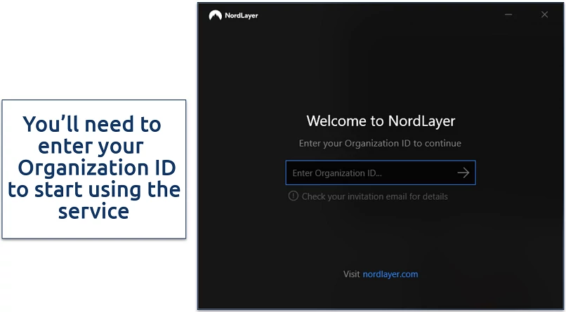 Screenshot of NordLayer's Windows application