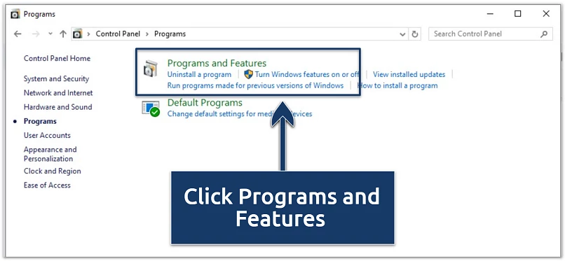 A screenshot of Windows control panel menu