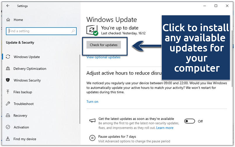 A screenshot of the Windows updates menu and options