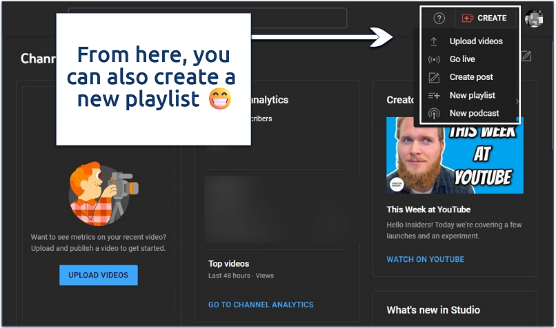 A screenshot of YouTube Studio's channel content upload page
