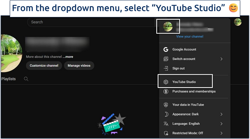 A screenshot of YouTube channel account settings
