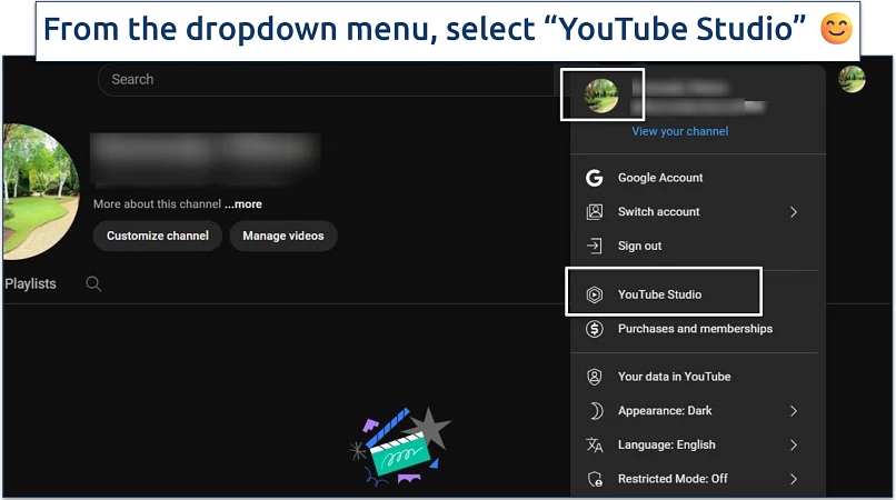 A screenshot of YouTube channel account settings